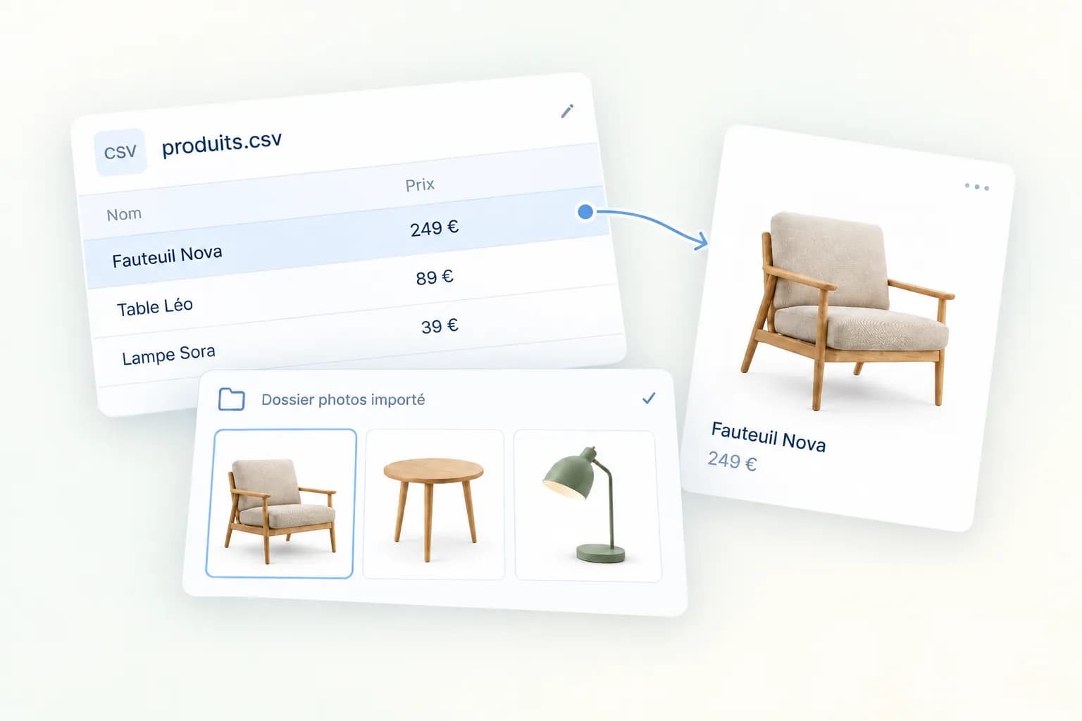 Un CSV produits associé automatiquement à ses photos